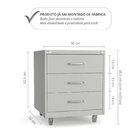 Gaveteiro De Aço 3 Gavetas Com Rodízios Com Chave Cinza