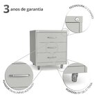 Gaveteiro De Aço 3 Gavetas Com Rodízios Com Chave Cinza
