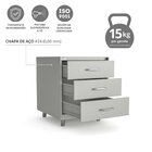 Gaveteiro De Aço 3 Gavetas Com Rodízios Com Chave Cinza