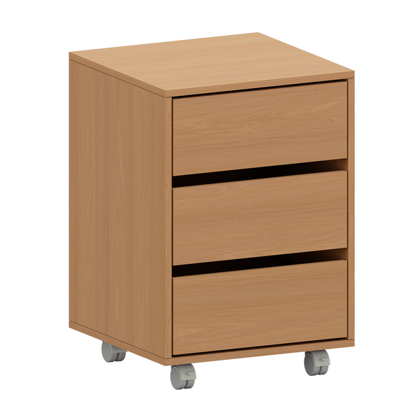 Gaveteiro de Chão 3 Gavetas com Rodas 66x45x45cm Madeira Freijo Luciane