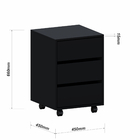 Gaveteiro de Chão 3 Gavetas com Rodas 66x45x45cm Madeira Preto Luciane