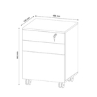 Gaveteiro de Chão 3 Gavetas com Chave 64,5x48,8x43cm Branco Tecno Mobili