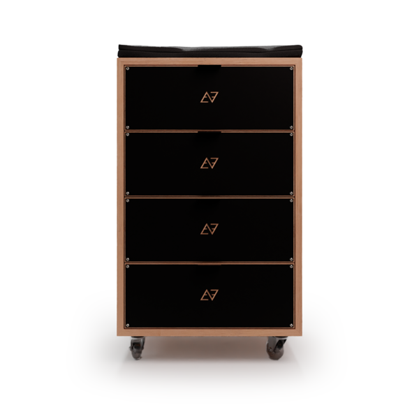 Gaveteiro de Chão Elements Herr Logo Madeira e Preto