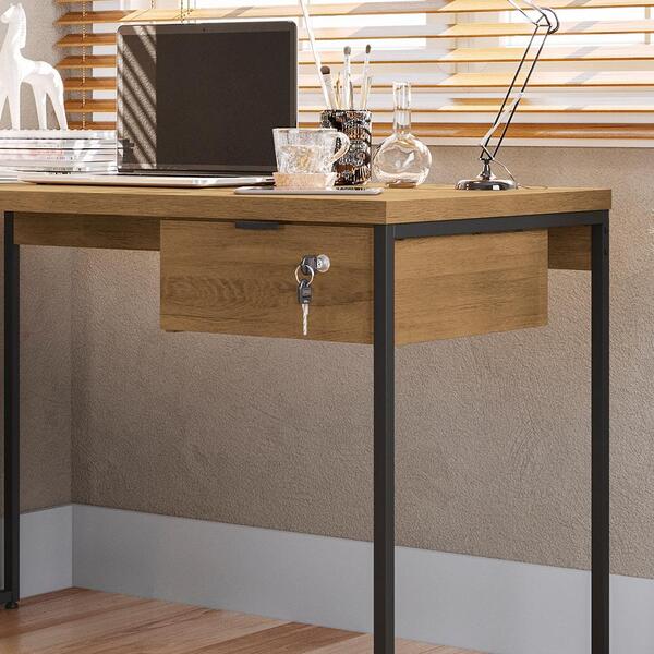 Gaveteiro De Mesa 1 Gaveta Com Chave Industrial Freijó 36cm