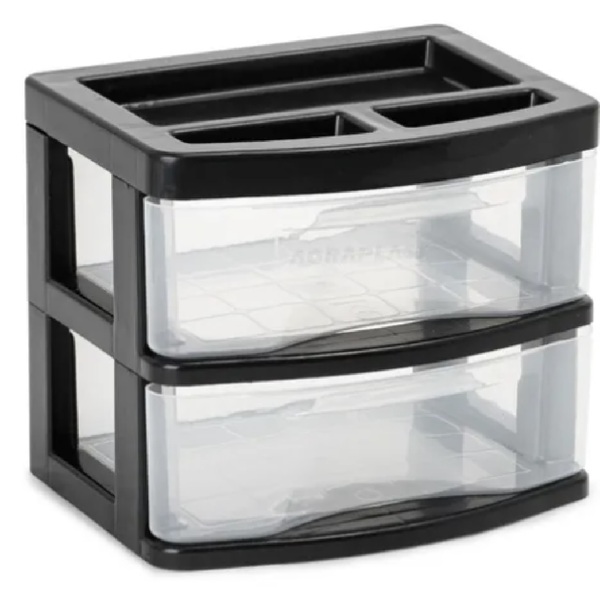 Gaveteiro De Mesa Colorido Escritório Plástico Agraplast Preto