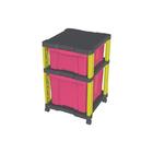 Gaveteiro Em Plastico Kids Com 2 Gavetas Rosa