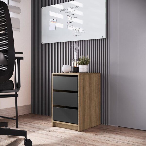 Gaveteiro Escritorio 3 Gavetas P1045 Mel/grafite