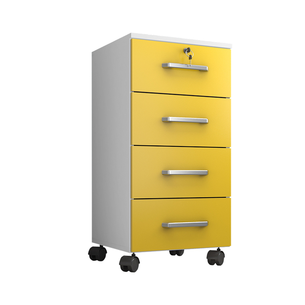 Gaveteiro Escritório 4 Gavetas Com Rodízio Gávea Branco/amare