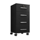 Gaveteiro Escritório 4 Gavetas Com Rodízio Gávea Preto - Mont