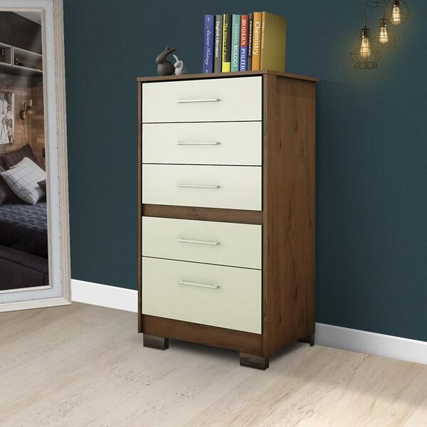 Gaveteiro Escritório 5 Gavetas Capuccino Off White Primacy 20