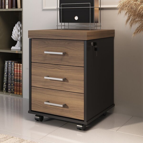 Gaveteiro Executivo 3 Gavetas Com Rodinhas E Chave Para Escri