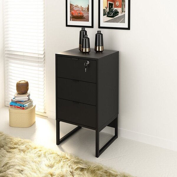 Gaveteiro Industrial 3 Gavetas Tecno Mobili Preto