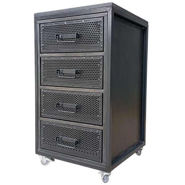 Gaveteiro Industrial Black Com Chapas De Ferro - 4 Gavetas E