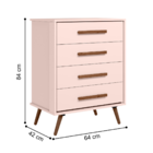 Gaveteiro Infantil Girona Rosa Acetinado