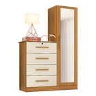 Gaveteiro Leanora Off White Carvalho 4 Gavetas