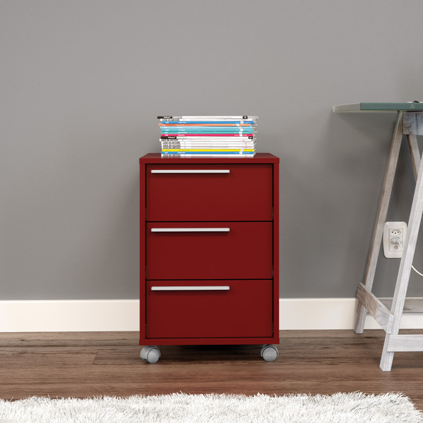 Gaveteiro Maia Com 3 Gavetas Bordo Brilho - Politorno