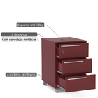 Gaveteiro Maia Com 3 Gavetas Bordo Brilho - Politorno