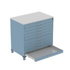 Gaveteiro Mapoteca Para Escritório De Aço Fixa Com 10 Gavetas