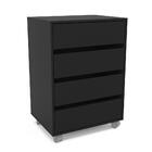 Gaveteiro Mauá 4 Gavetas Com Rodízios Preto Politorno Preto