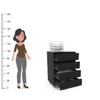 Gaveteiro Mauá 4 Gavetas Com Rodízios Preto Politorno Preto