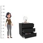 Gaveteiro Mauá 600mm 3 Gavetas Com Rodízios Preto Politorno P