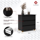 Gaveteiro Mini Cômoda 3 Gavetas Ej Móveis Preto