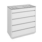 Gaveteiro Munique Com Tampo Em Vidro Branco