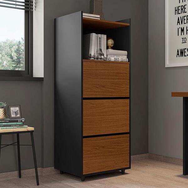 Gaveteiro Office 3 Gavetas Amsterdã Caiena Preto