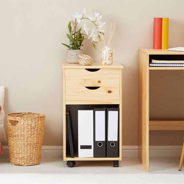 Gaveteiro Organizador Escritório Madeira Maciça 2 Gavetas Rod