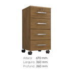 Gaveteiro Organizador Multiuso Gávea Escritório Com Rodinhas