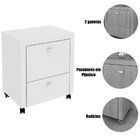 Gaveteiro Para Escritório 2 Gavetas Arquivo Com Rodízios Bran