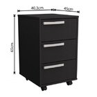 Gaveteiro Para Escritório 3 Gavetas B26 Preto