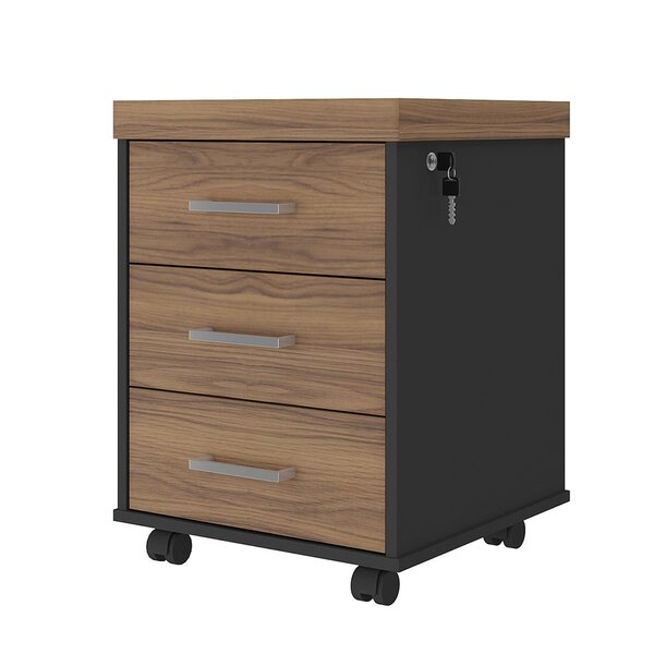 Gaveteiro Para Escritório 3 Gavetas Com Chave E Rodízios Noga