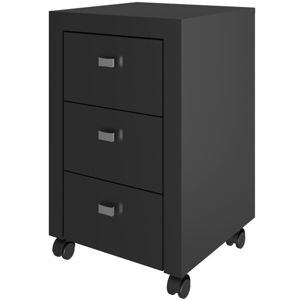 Gaveteiro Para Escritório 3 Gavetas Com Rodízios Preto
