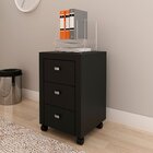 Gaveteiro Para Escritório 3 Gavetas Com Rodízios Preto