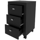 Gaveteiro Para Escritório 3 Gavetas Com Rodízios Preto