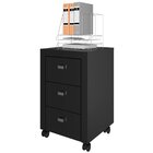 Gaveteiro Para Escritório 3 Gavetas Com Rodízios Preto