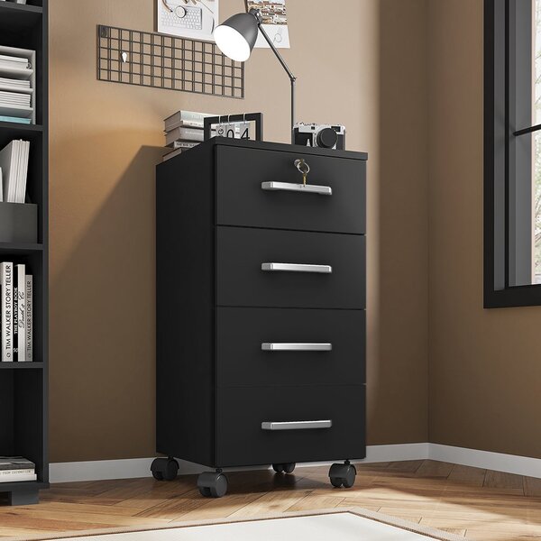 Gaveteiro Para Escritório 4 Gavetas Com Rodizios E Chave Gave