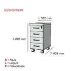 Gaveteiro Para Escritório 4 Gavetas Com Rodízios Pe40   Grafi