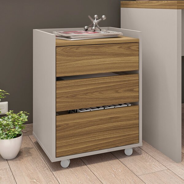 Gaveteiro Para Escritório Com Rodízios 3 Gavetas Studio  Lour