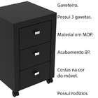 Gaveteiro Para Escritório Home Office Me4108 Mdp Preto G69 -