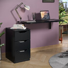 Gaveteiro Para Escritório Office Work 03 Gavetas Preto Luxo