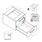 Gaveteiro Para Mesa De Escritório 33cm Com Chave 2 Gavetas Mu