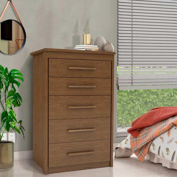 Gaveteiro Para Quarto 5 Gavetas Chocolate Wood Elegance 2087