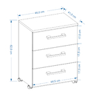 Gaveteiro Petrópolis 3 Gavetas Organizador Com Rodinhas - Pre