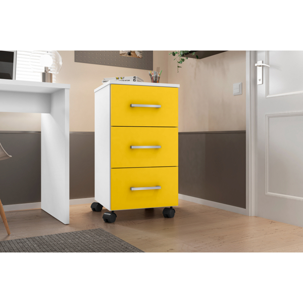 Gaveteiro Pietra Organizador Escritório Branco Amarelo Flex