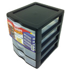 Gaveteiro Plástico 4 Gavetas 22,5x18x21cm Preto e Incolor Nitronplast