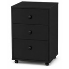 Gaveteiro de MDF e MDP Preto 3 Gavetas 40x35x60 cm com Rodas Office One Darabas Agardi