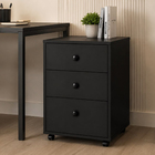 Gaveteiro de MDF e MDP Preto 3 Gavetas 40x35x60cm com Rodas Office One Nobre Agardi
