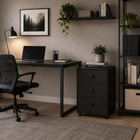 Gaveteiro de MDF e MDP Preto 3 Gavetas 40x35x60cm com Rodas Office One Nobre Agardi